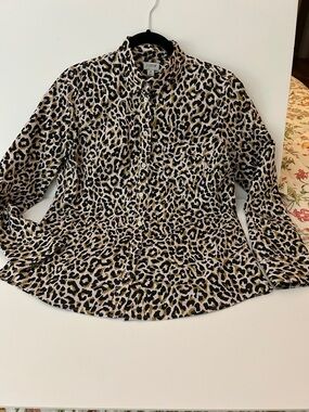 J. Crew Leopard Print Button-Down Shirt - Black, Tan, Cream